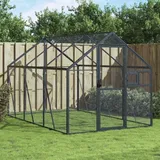 KOIECETA Voliere Vogelvoliere mit Wire Mesh Grids Vogelkäfig für Außenbereich Vogelhaus Papageienkäfig Papageienvoliere Anthrazit 1,79x3x1,85 m Aluminium