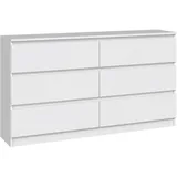 Selsey Kommode Weiß, 6 Schubladen Rechteckig, 138x75x40 cm - Sideboards, Kommoden