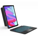 Inateck Tastatur Hülle für iPad Air 6 11 Zoll 2024,iPad Air 5/4 10.9 Zoll,iPad Pro 11 Zoll 4/3/2/1,Hoch-/Querformat Ständer,Abnehmbare Touchpad mit 7-Farbiger Hintergrund Beleuchtung,QWERTZ,KB04111