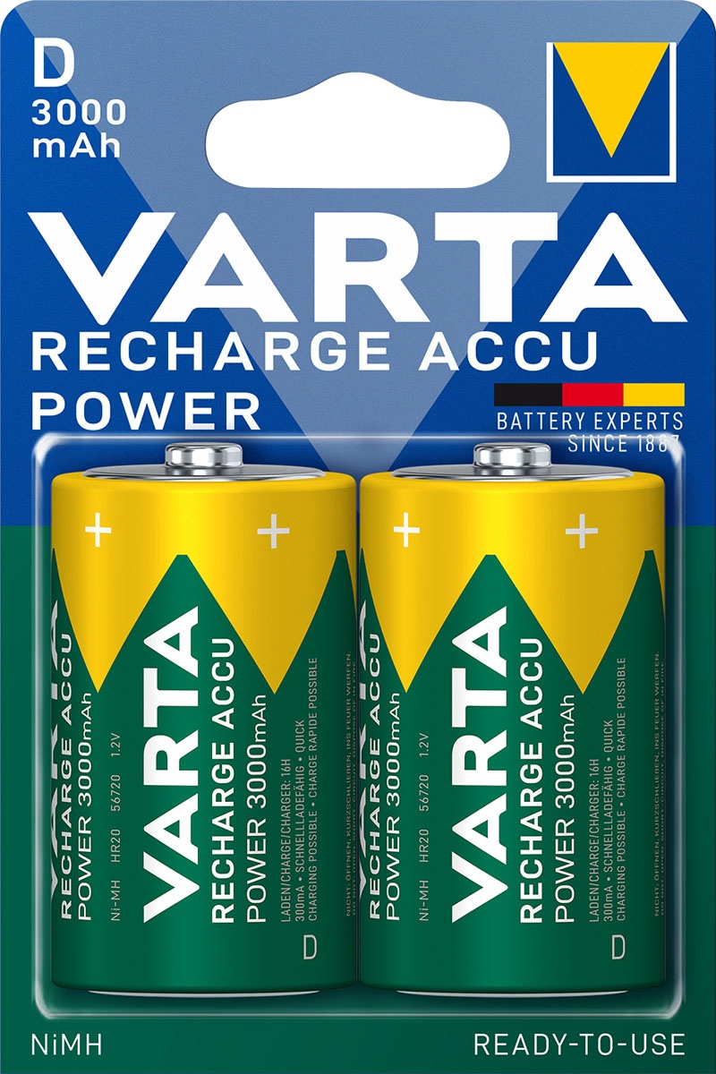 Varta Akku Recharge Accu Power Mono D NiMH 3000mAh (2er Blister)