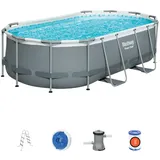 BESTWAY Power Steel Frame Pool oval Set 427 x 250 x 100 cm inkl. Filterpumpe