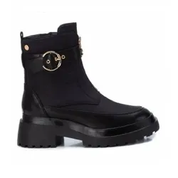 Xti für Damen. 141996 Biker-Stiefel schwarz (36), Wohnung, Reißverschluss, Lässig