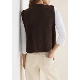 Cecil "Curly fake Wool", Damen, Gr. XXL (46), braun macchiato braun), Stoff, 100% Polyester, unifarben, normal, Rundhals, Westen, Rundhalsausschnitt