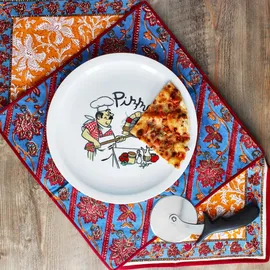Mambocat 2er Set Mario XXL Pizzateller Ø33,5cm 2 Pers. Teller Pizza Bäcker große Platte