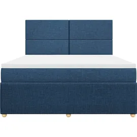 vidaXL Boxspringbett mit Matratze Blau 180x200 cm Stoff