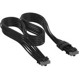 Corsair Premium Einzeln Ummantelte PCIe 12V-2x6 zu PCIe 12V-2x6 600W Netzteilkabel – Dreilagiges Mesh-Paracord, Flache Kabelkämme, Kompatibel mit 12V-2x6-Netzteilen – Schwarz