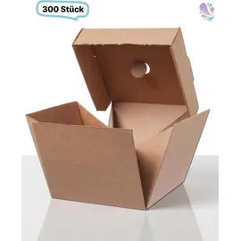 Blanc HYGIENIC Hamburger-Box klein, 300 Stk, 12x12x10cm, to go, take away, natürliches Design, faltbar