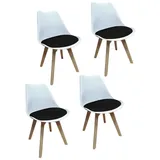 HTI-Living Esszimmerstuhl 4er Set Design-Stühle mit Sitzpolster (Set, 4 St), Esszimmerstuhl Kunststoffschale Samtbezug Holzfüße schwarz|weiß