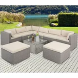 CASARIA Polyrattan XXL Lounge-Set grau/beige