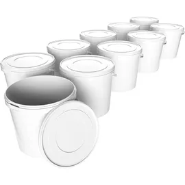 FixedByU Eimer mit Deckel 10 Liter In Weiß | 10 Stück