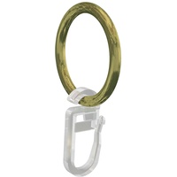 Flairdeco Gardinenringe / Ringe mit Faltenhaken, Metall, Messing Antik, 32/25 mm, 20 Stück