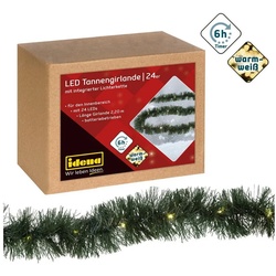 Idena LED-Girlande Idena 31345 – LED Tannengirlande mit 24 LEDs in Warmweiß, mit 6 Stunde rot