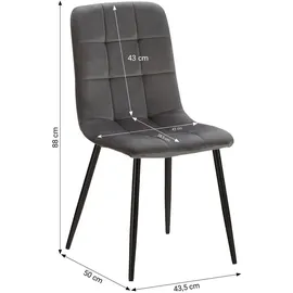 Homestyle4u Essgruppe mit 2 Samt Polsterstühlen in Natur Grau 2757