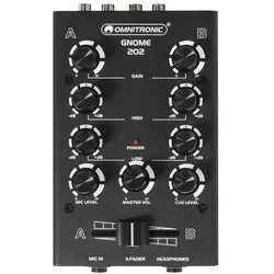 Kompakt DJ Mixer GNOME-202 Mini-Mixer schwarz - 2 Kanäle