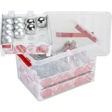 SUNWARE Weihnachtsbox Q-line 22L mit Einsatz für 60 Kugeln transparent rot