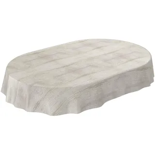 ANRO Tischdecke Wachstuch Oval 140 x 160 cm Grau