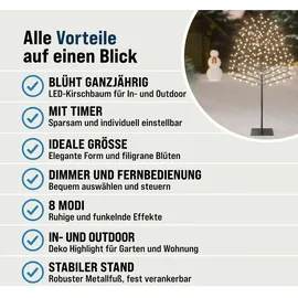 monzana Kirschblütenbaum 180 cm 200 LED Warmweiß 180cm In-/Outdoor - Fernbedienung