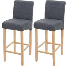 Mendler 2er-Set Barhocker HWC-C33, Barstuhl Tresenhocker, Holz ~ dunkelgrau, helle Beine, Stoff/Textil