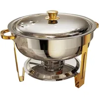 Speisewärmer für Partys Buffet 2er Set - 4.5L Edelstahl Runde Chafing Dishes mit Glasdeckel & Deckelhalter, Servieren von Speisen für Partys, Thanksgiving, Hochzeit (Gold und Silber Aussehen)