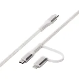 Vivanco Stecker Rundkabel USB C auf USB C/Lightning bis 100 W 1,2 m (Weiß)