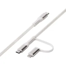 Vivanco Stecker Rundkabel USB C auf USB C/Lightning bis 100 W 1,2 m (Weiß)