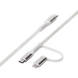 Vivanco Stecker Rundkabel USB C auf USB C/Lightning bis 100 W 1,2 m (Weiß)