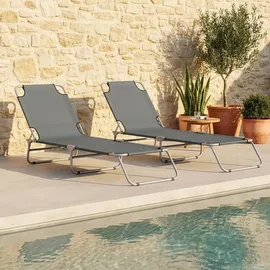 casa.pro Carcao Sonnenliege 186 x 55 x 24 cm Dunkelgrau
