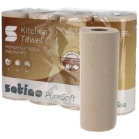 Satino Küchenrollen PureSoft 3-lagig, natur, Recycling ,je Rolle 64 Blatt, 4 Rollen