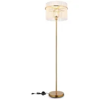 Bmf-versand bmf-versand® Stehlampe Wohnzimmer LED mit opalen, goldenfarbigen Glasstäben