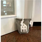LB H&F Lilienburg Bodentürstopper Türfeststeller Türstopper Türdämpfer Türfeststeller, Fensterstopper Grau modern schwer Stoff Sack Vintage HAUS grau