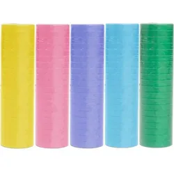 5 Rollen Luftschlangen pastell gelb rosa hellblau flieder grün | schwer entflammbar