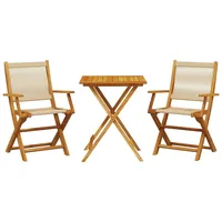 vidaXL 3-tlg. Bistro-Set Beige Polypropylen und Massivholz