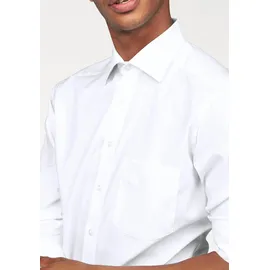 Olymp Luxor modern fit, extra lange Ärmel, bügelfrei, mit Brusttasche 45, weiß, Herren, Gr. Normaler Arm, 100% Baumwolle, Hemden