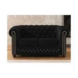 S-Style Chesterfield Polstergarnitur 2+1 Cleo Blink ¦ schwarz ¦ Maße (cm): B: 148 H: 72