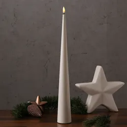 LED Kegelkerze LEA - Echtwachs - realistische 3D Flamme - H: 38cm - Batteriebetr...
