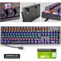 EAXUS Eaxus® Mechanische Gaming Tastatur - LED Gaming Keyboard mit Makrotasten & Blue Switches, USB 1000 Hz Pollingrate, QWERTZ, Schwarz