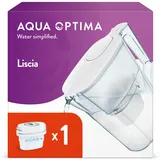 Aqua Optima Liscia Wasserfilterkanne & 1 x 30 Tage Evolve+ Wasserfilterkartusche,2,5 Liter Fassungsvermögen,zur Reduzierung von Mikroplastik,Chlor,Kalk und Verunreinigungen,weiß, One Size