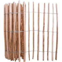 SEVICO 5m Staketenzaun 120cm x 5m mit Lattenabstand 7-8cm Zaunlatte Gartenzaun aus Haselnuss Natur STAHLKRAMPEN GRATIS V18 7-8 - Braun