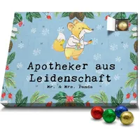 Mr. & Mrs. Panda Schoko Adventskalender Apotheker Leidenschaft - Blau Pastell - Geschenk, Schenken, Jubiläum, Staatsexamen, Schokoladen Adventskal... - Blau