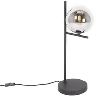 QAZQA Art-Deco-Tischlampe in Schwarz und Rauchglas – Flore