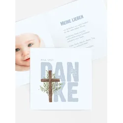 Dankeskarten Taufe selbst gestalten mit Spruch und Fotos im Onlinedesigner bei Meine-Kartenmanufaktur.de