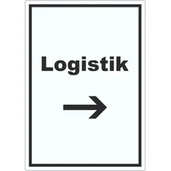 Logistik Aufkleber mit Text und Richtungspfeil rechts Transport Versand hochkant A7 (74x105mm)
