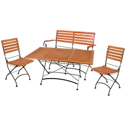 Garden Pleasure Sitzgarnitur WIEN 4.tlg Tisch Klappstuhl Bank Holz Gartenmöbel