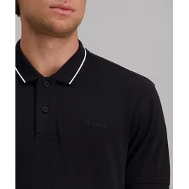 PIONEER JEANS Poloshirt, Herren, Gr. L, schwarz, Web, Obermaterial: 100% Baumwolle, PIONEER AUTHENTIC JEANS, unifarben, normal normal, Shirts, mit Logo Schriftzug
