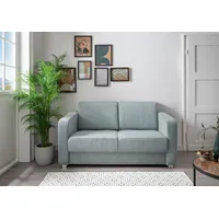 Schlafsofa INOSIGN "Mia" Sofas Gr. B/H/T: 159cm x 88cm x 87cm, Cord, blau (aqua) mit 2 Einzelauszügen als Längsschläfer