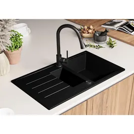 Primagran Kopenhagen Duo S001 rechts Einbau Granit schwarz Handbetätigung 900 x 500 mm