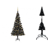 vidaXL Künstlicher Weihnachtsbaum mit LEDs Schmuck Schwarz 210cm PVC