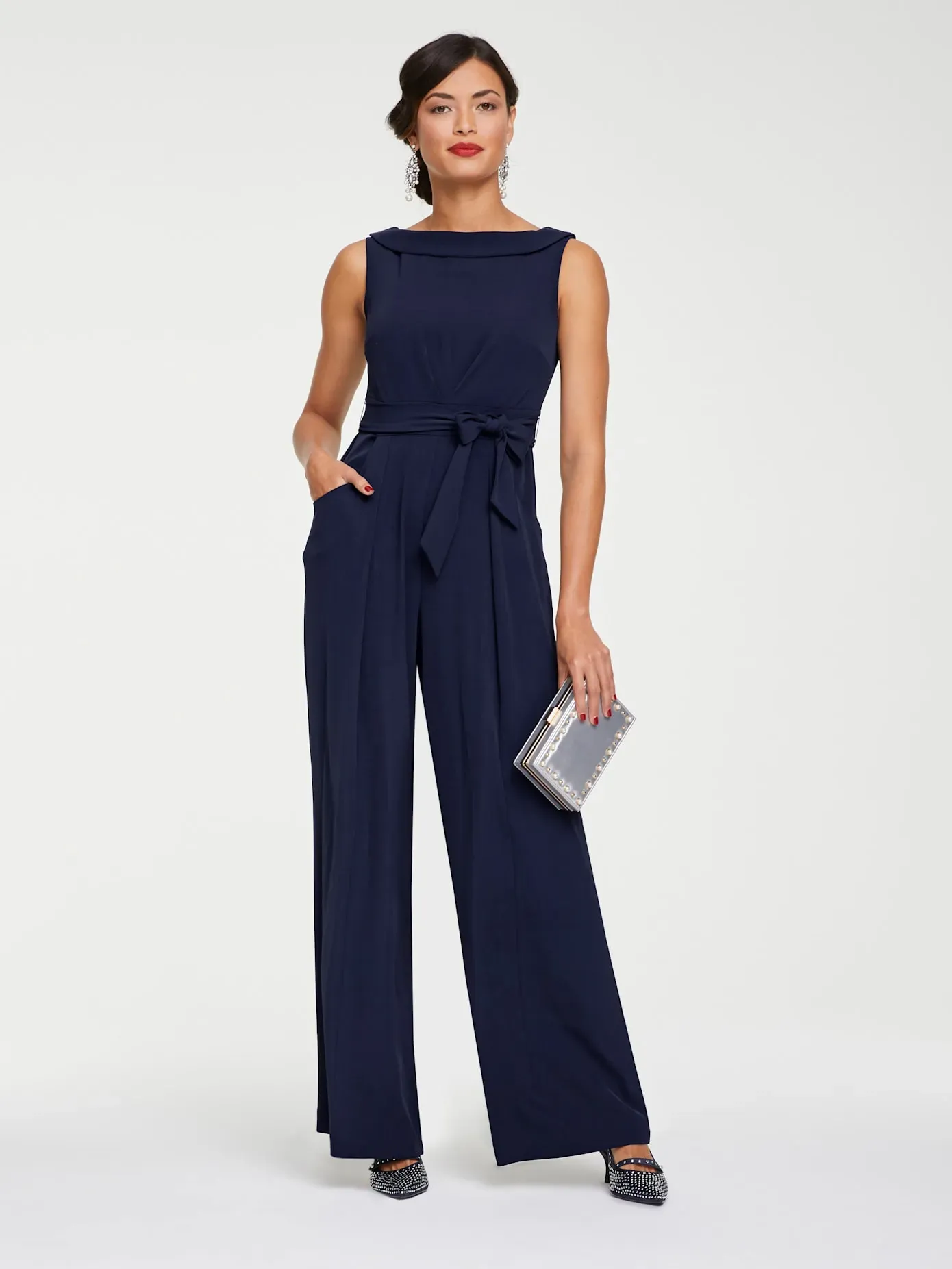 Overall HEINE, Damen, Gr. 34, Normalgrößen, blau (marine), 98% Polyester, 2% Elasthan, unifarben, lang, Overalls Overall, Topseller