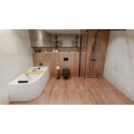 Besco BADLAND Eckbadewanne Rechteck Badewanne Avita RECHTS 170x75 mit Ablaufgarnitur und Füßen + Badkissen Schwarz KODI | BADLAND AVITA - Schwarz/Weiß