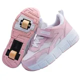 Surwin Schuhe mit Rollen für Mädchen,Schuhe mit Rollen Versenkbarer, Rollschuhe Abnehmbar Outdoor, Rollschuhe Kinder/Jugendliche, Verschleißfest Jungen Turnschuhe (Rosa,36) - 36 EU